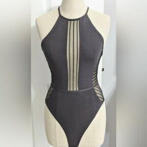 Max Studio Black Sleepwear Black Sheer Cutouts Bodysuit Size M